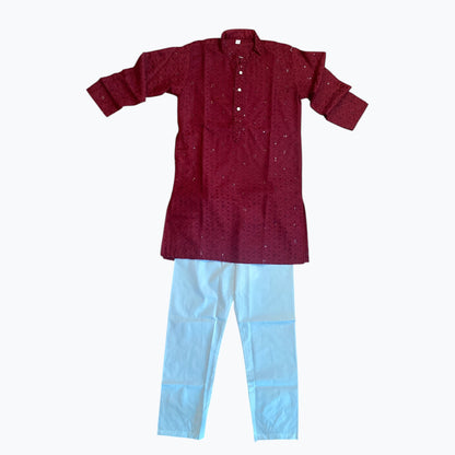 Chikankari father-son family combo set