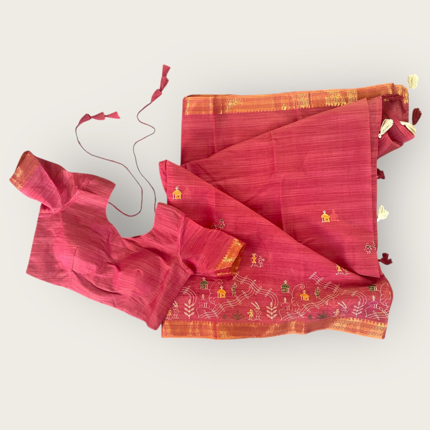 Handwoven Chattisgarh saree and blouse set