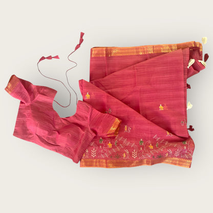 Handwoven Chattisgarh saree and blouse set