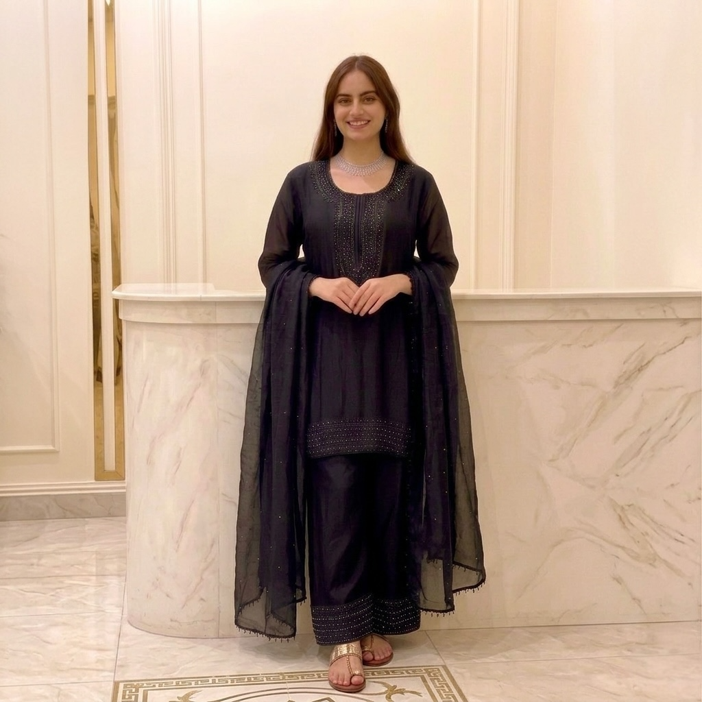 Heavy beaded and salwar kameez palazzo set