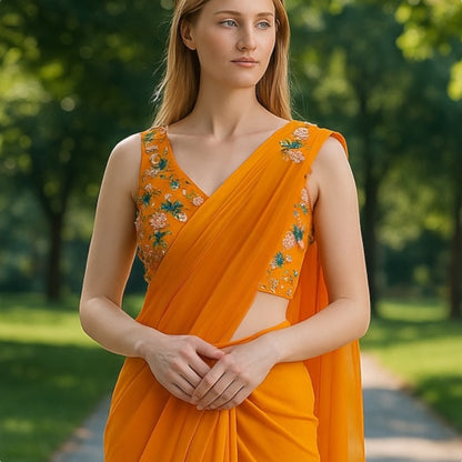 Ready to wear viral Boutique sari and blouse set