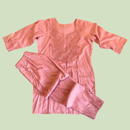 Chikankari stitched co-ord set