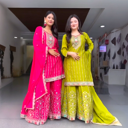 Heavy Embroidered designer Sharara Suit Set