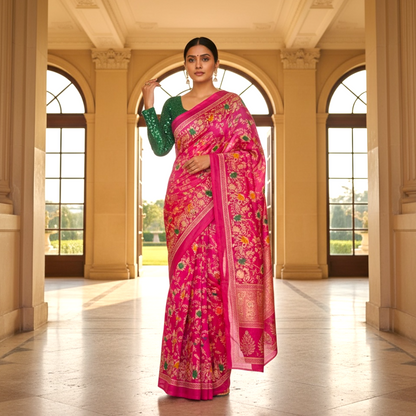 Lightweight floral print saree only