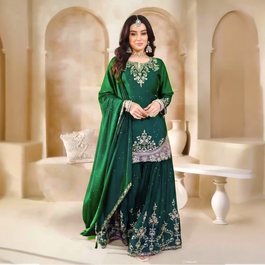 Plus size fancy designer sharara set