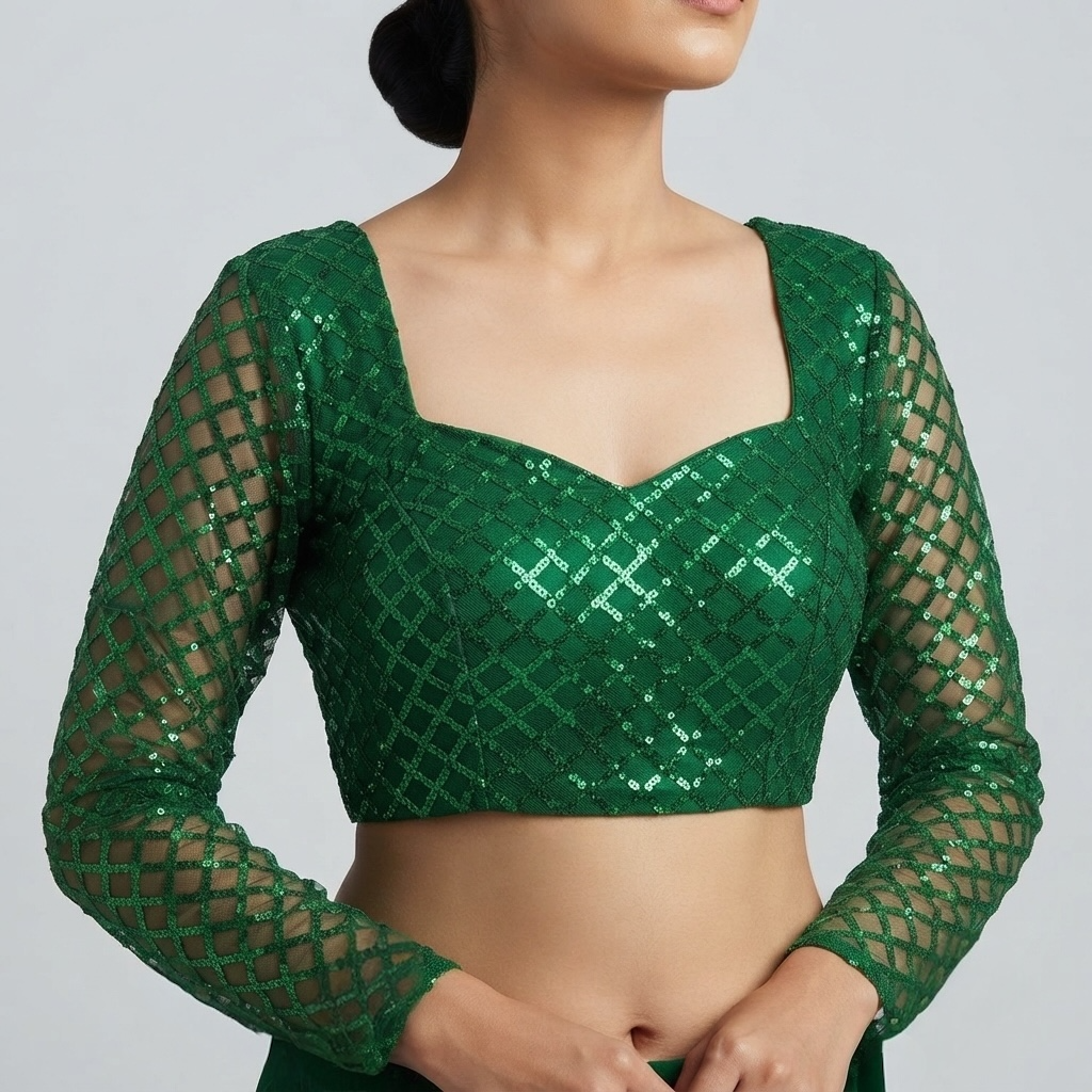 Festive style embroidered and sequined blouse