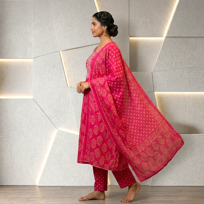Plus size bandhani-inspired kurta set