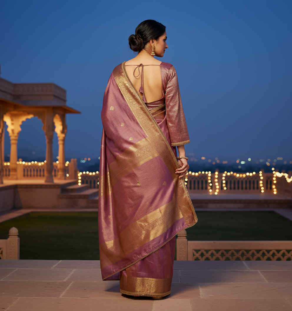 Mirror work boutique saree and blouse set