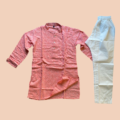 Chikankari father-son family combo set