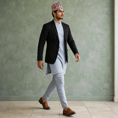 Elastic-waist Daura suruwal gorkhali ethnic suit/Coats and hat not included