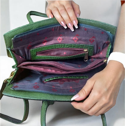 Croc-embossed leather bag