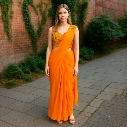 Ready to wear viral Boutique sari and blouse set