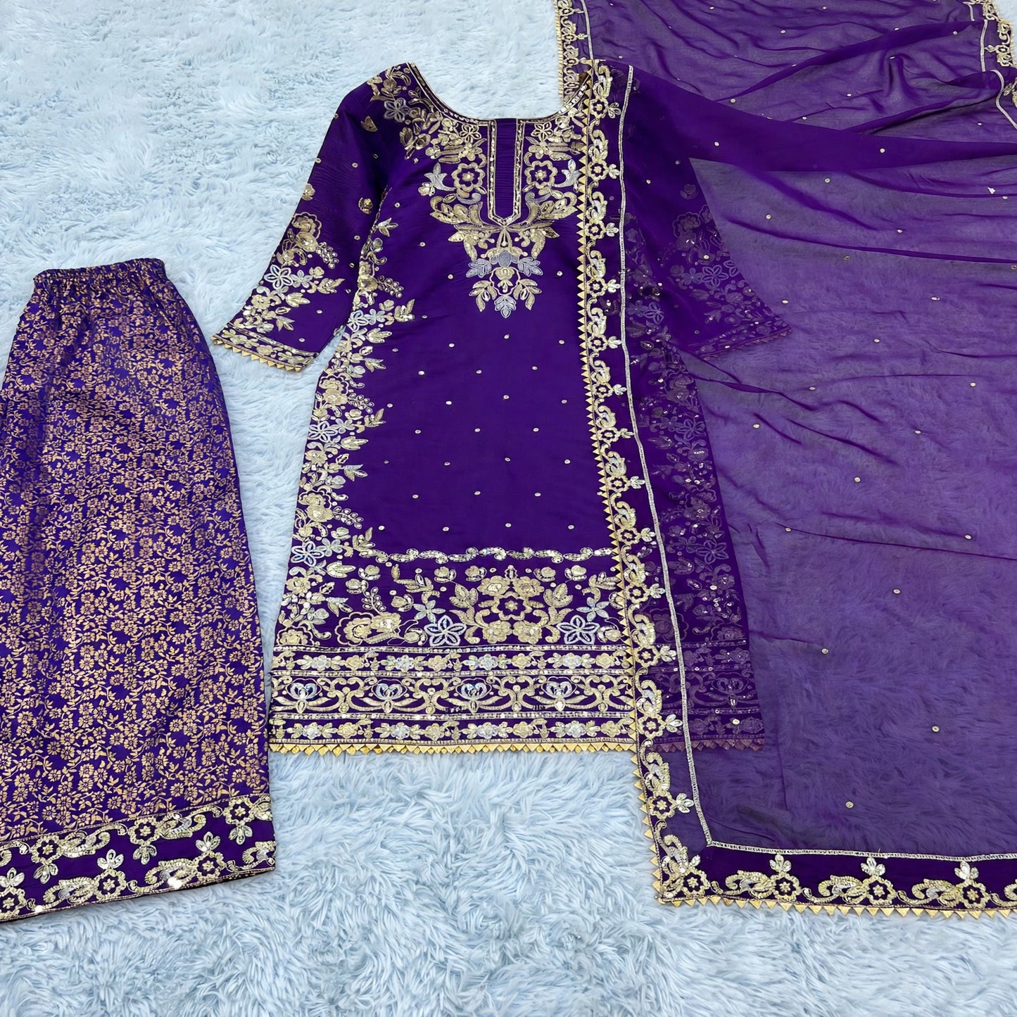 EMBROIDERED BANARASI PALAZZO SUIT