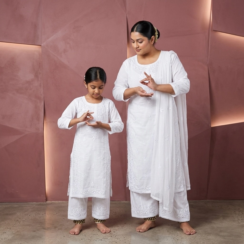 Plus and regular size chikankari palazzo kurta set