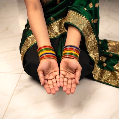 Multi color wide size bangles for occasions.