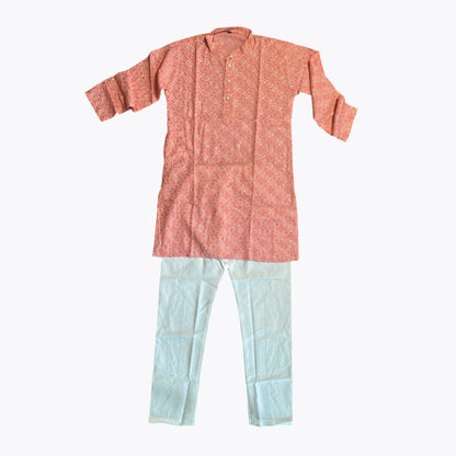 Chikankari father-son family combo set
