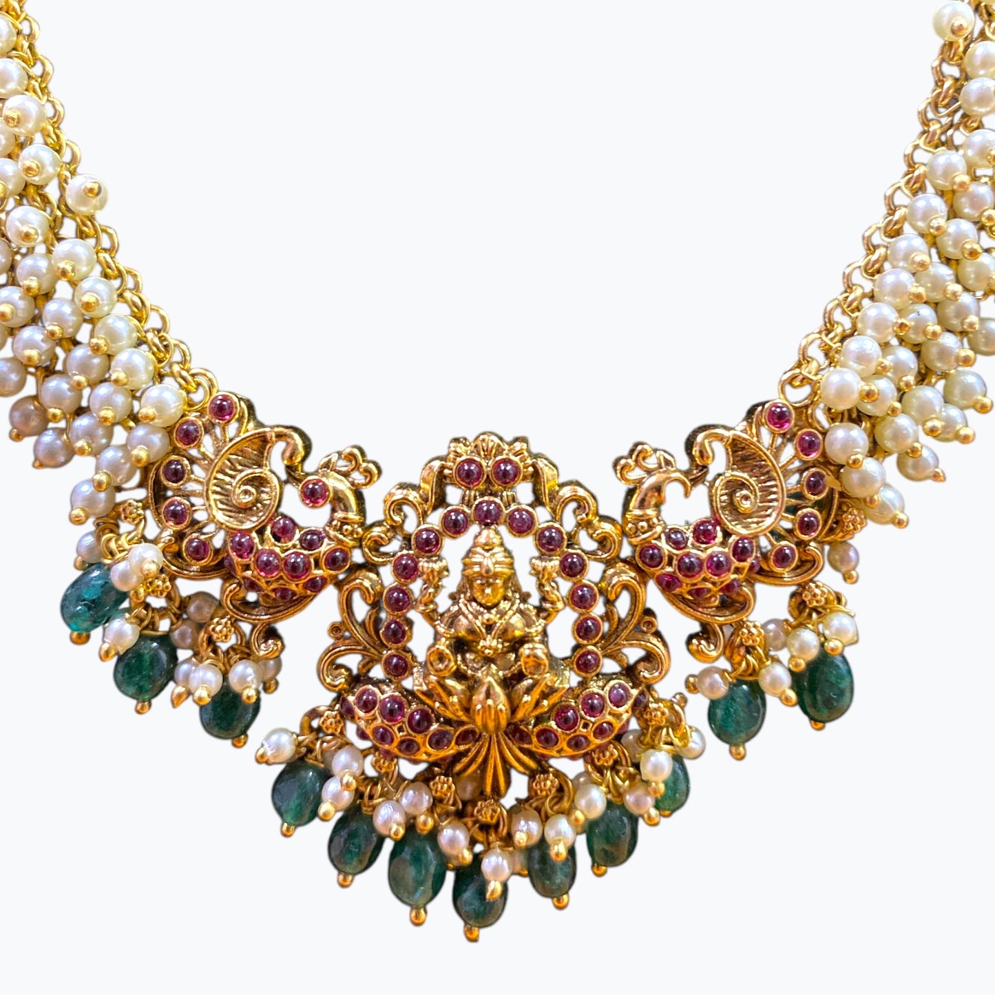 Goddess laxmi temple necklace with earrings set