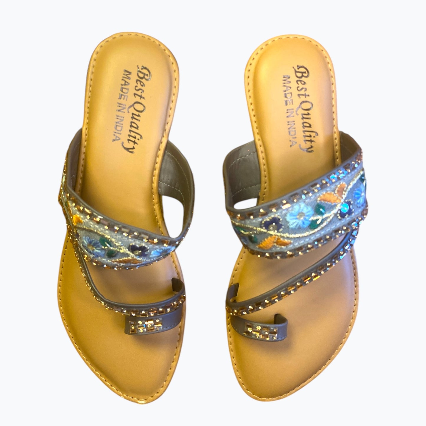 Embroidered Toe-Ring Ethnic Sandals – Kolhapuri Style