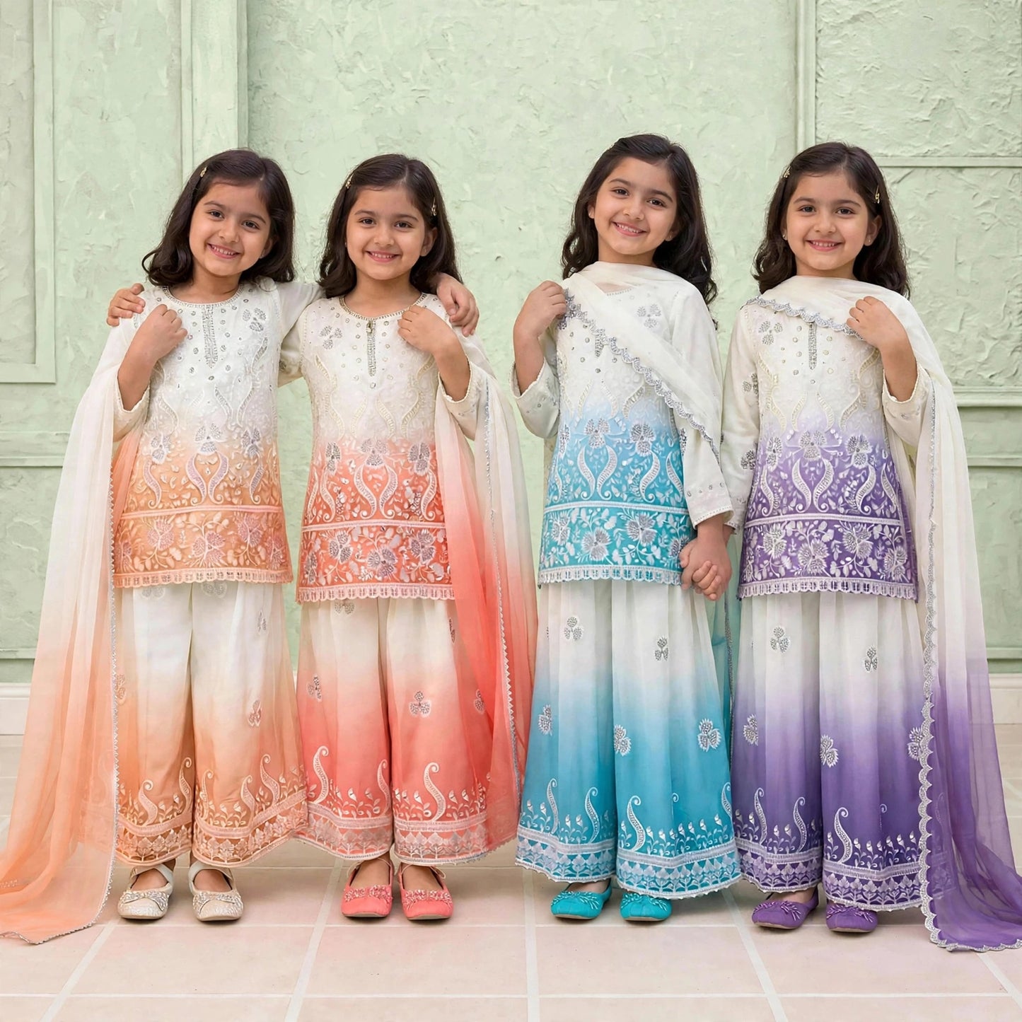 Pastel ombre-shaded palazzo set