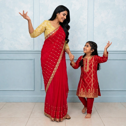 Embroidered and seed beaded saree only